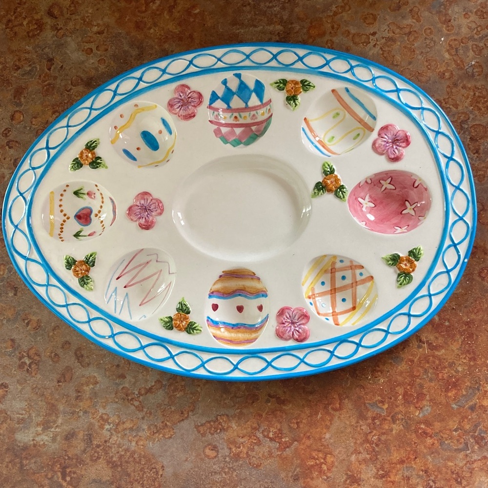 Colorful Ceramic Easter Egg Platter